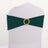 Teal chair sash with a gold buckle, perfect for weddings and events.