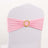 Pink chair cover with gold ring accent