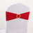 Red chair cover with gold accent for weddings and events