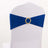 Blue chair cover with gold buckle detail