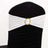 White chair sash with gold buckle on black chair cover