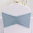 Light blue chair cover with ruched design for elegant event decor.