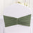 Olive green chair cover with pleated design for event decoration.