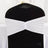 White chair cover sash on a black chair for elegant event decor.