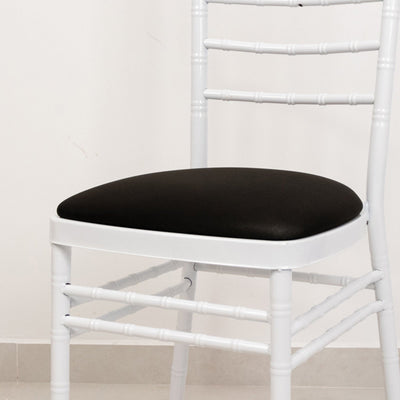 5 Pack Spandex Chiavari Chair Cushion Covers Black - Washable Stretch Fitted Seat Pad Slipcovers for Dining Chairs
