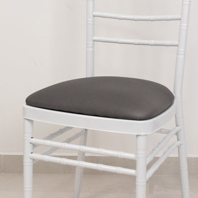5 Pack Spandex Chiavari Chair Cushion Covers Charcoal Gray - Washable Stretch Fitted Seat Pad Slipcovers for Dining Chairs