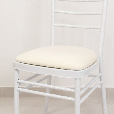 5 Pack Spandex Chiavari Chair Cushion Covers Ivory - Washable Stretch Fitted Seat Pad Slipcovers for Dining Chairs