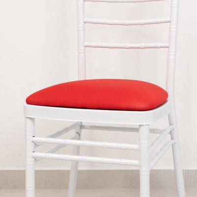5 Pack Spandex Chiavari Chair Cushion Covers Red - Washable Stretch Fitted Seat Pad Slipcovers for Dining Chairs