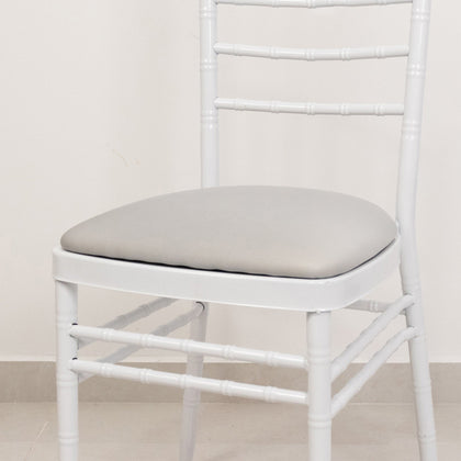 5 Pack Spandex Chiavari Chair Cushion Covers Silver - Washable Stretch Fitted Seat Pad Slipcovers for Dining Chairs