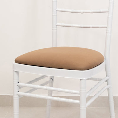 5 Pack Spandex Chiavari Chair Cushion Covers Taupe - Washable Stretch Fitted Seat Pad Slipcovers for Dining Chairs