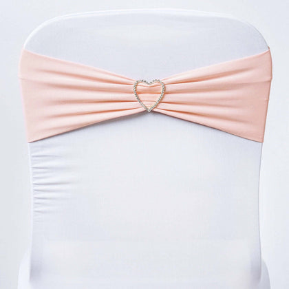 5 Pack Stretch Spandex Chair Sashes 5"x12" Blush - Two Ply Heavy Duty Fitted Chair Bands
