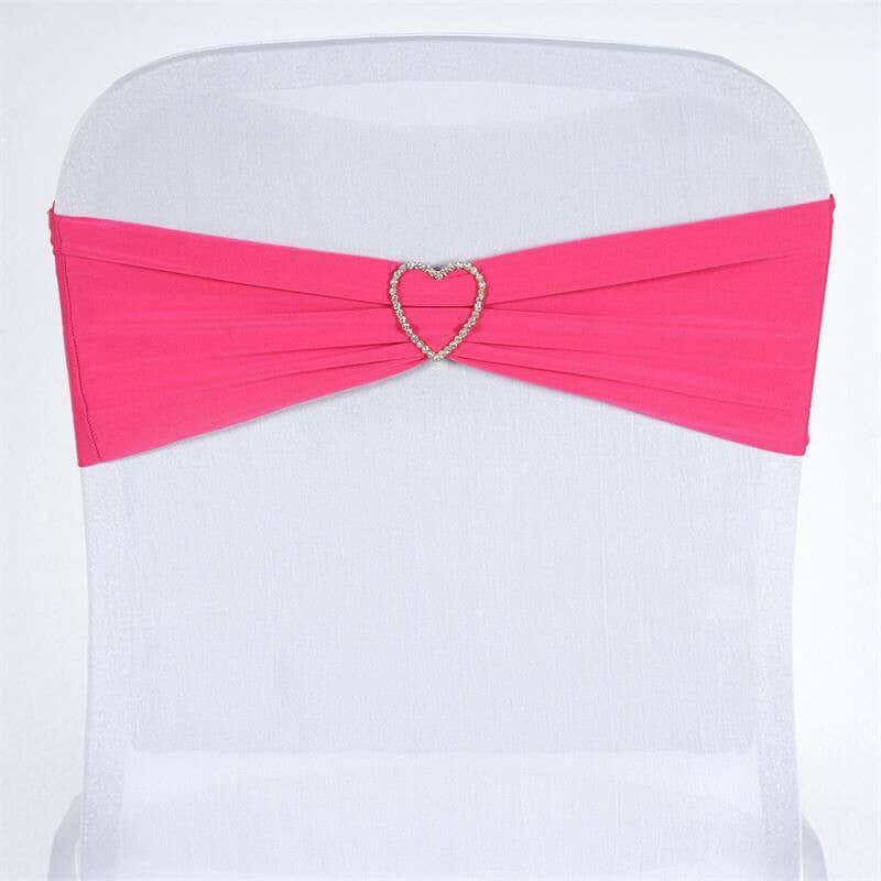 Pink chair sash with heart-shaped rhinestone detail