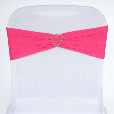 5 Pack Stretch Spandex Chair Sashes 5"x12" Fuchsia - Two Ply Heavy Duty Fitted Chair Bands