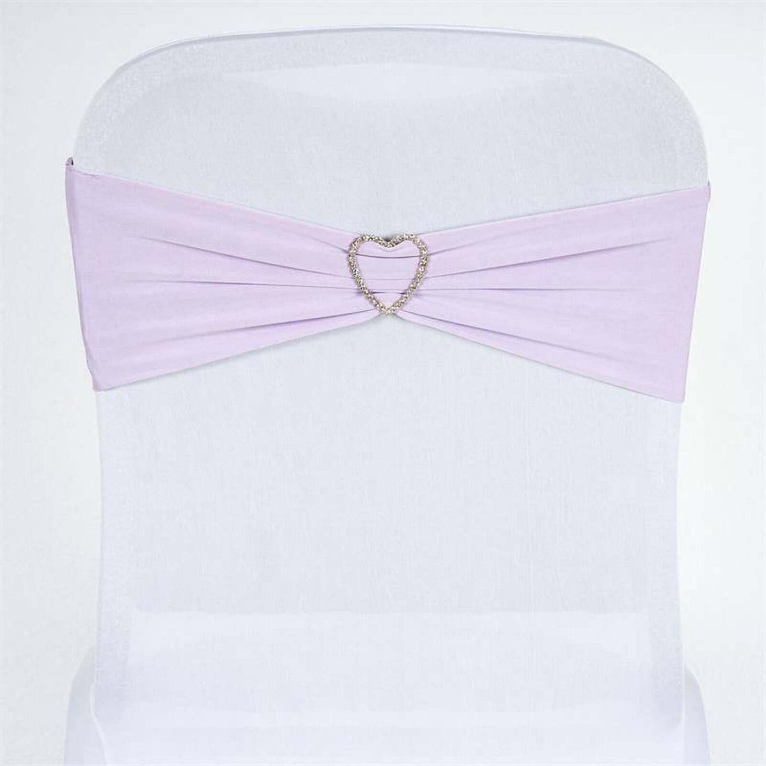 Lavender chair sash with heart-shaped buckle decoration