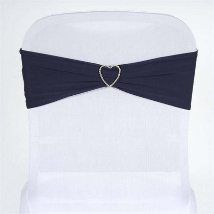 5 Pack Stretch Spandex Chair Sashes 5"x12" Navy Blue - Two Ply Heavy Duty Fitted Chair Bands
