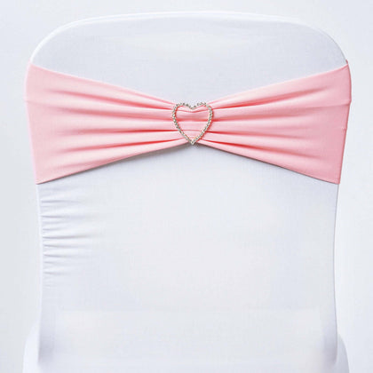 5 Pack Stretch Spandex Chair Sashes 5"x12" Pink - Two Ply Heavy Duty Fitted Chair Bands