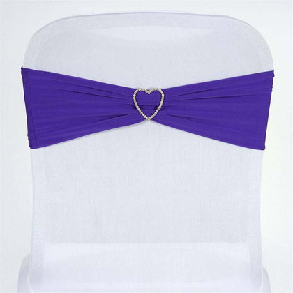 5 Pack Stretch Spandex Chair Sashes 5"x12" Purple - Two Ply Heavy Duty Fitted Chair Bands