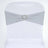 Grey satin chair sash with heart-shaped rhinestone embellishment