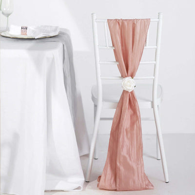 5 Pack Taffeta Chair Sashes 6"x106" Dusty Rose Accordion Crinkle - Sophisticated Decorative Design