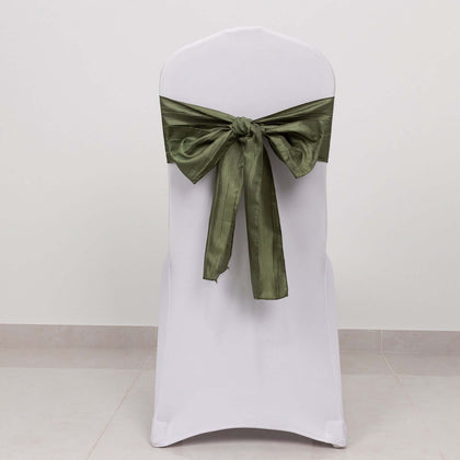 5 Pack Taffeta Chair Sashes 6"x106" Dusty Sage Green Accordion Crinkle - Sophisticated Decorative Design