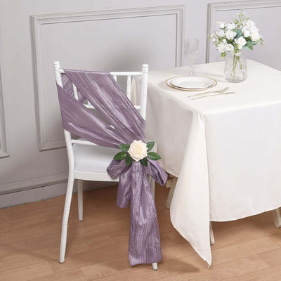 5 Pack Taffeta Chair Sashes 6"x106" Violet Amethyst Accordion Crinkle - Sophisticated Decorative Design
