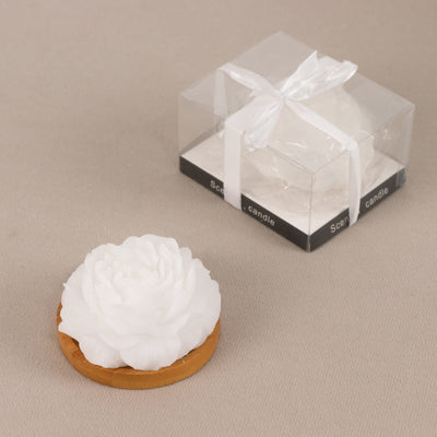 5-Pack White Peony Flower Scented Candles 3" Decorative Floating Wax Design - Party Favors with Gift Boxes & Ribbons
