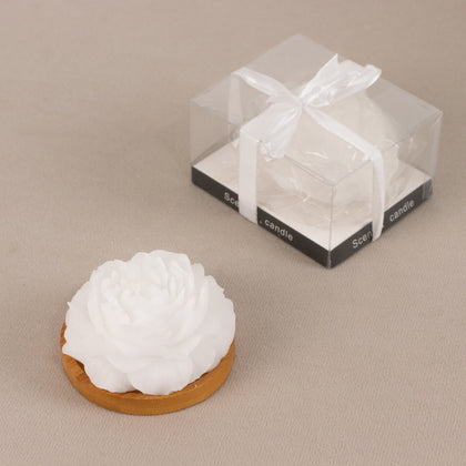 5-Pack White Peony Flower Scented Candles 3" Decorative Floating Wax Design - Party Favors with Gift Boxes & Ribbons