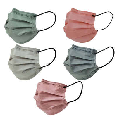 50 Pack Assorted Colors Disposable Face Mask Non Woven Mask with Ear Loop 3 Ply