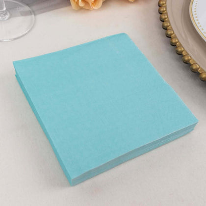 50-Pack Paper Beverage Napkins 2 Ply Blue 5"x5" - Soft Disposable Cocktail Napkins 18GSM