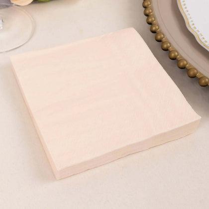 50-Pack Paper Beverage Napkins 2 Ply Blush 5"x5" - Soft Disposable Cocktail Napkins 18GSM