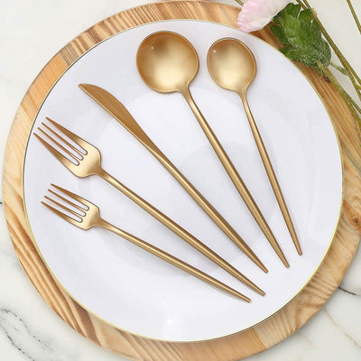 50-Pack Plastic Utensil Set Gold - Heavy Duty Premium Disposable Sleek Flatware
