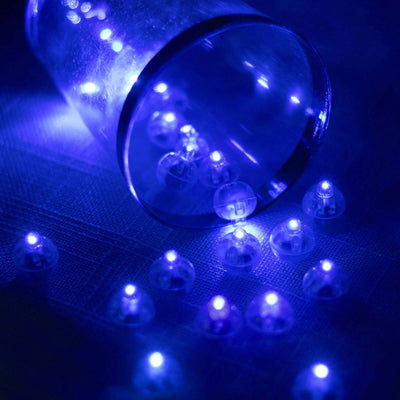 50-Pack LED Balloon Lights 0.5" Round - Light Blue Mini Waterproof Battery Operated Balls