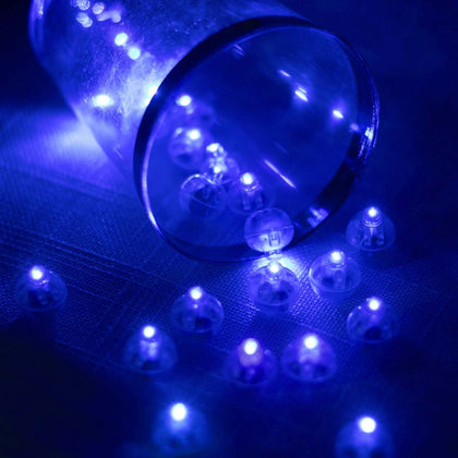 50-Pack LED Balloon Lights 0.5" Round - Light Blue Mini Waterproof Battery Operated Balls