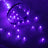 Purple LED lights scattered around a clear glass container.