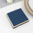 Navy blue napkin with gold trim on a white background