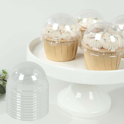 50-Pack Plastic Dome Lids For Cupcake Liners 3" Clear - Food Grade Disposable Baking Cake Cup Lids for Catering Events Bakery-Packaging & Gatherings