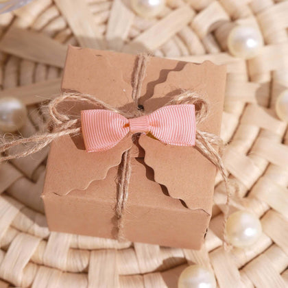 50 Pcs Dusty Rose Grosgrain Pre Tied Ribbon Bows, Gift Basket Party Favor Bags Decor - Polyester 1.5"