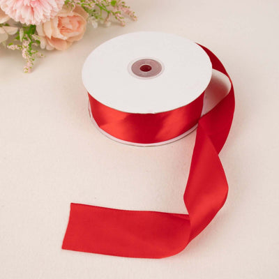 Red Single Face Decorative Satin Ribbon 50 Yards 1.5"