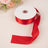 Red satin ribbon roll with a smooth finish
