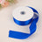 Blue satin ribbon on a spool with a flowing tail