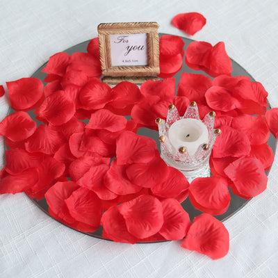 500-Pack Silk Rose Petals Confetti Red Round Design - Decorative Table Scatters