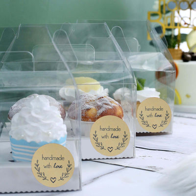 500pcs Handmade with Love Olive Branch Stickers Roll, Cookie and Bakery Box Labels - Round 1.5"