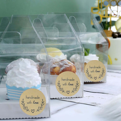 500pcs Handmade with Love Olive Branch Stickers Roll, Cookie and Bakery Box Labels - Round 1.5"