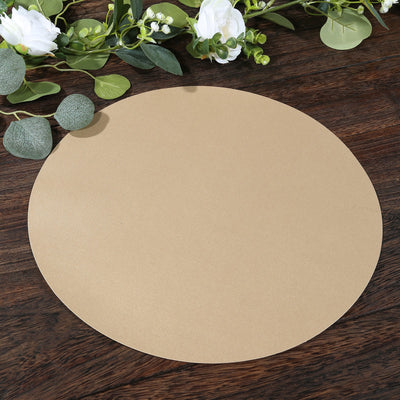 50 Pack Disposable Paper Placemats 13" Round – Taupe Cardboard Dining Table Mats, 120 GSM
