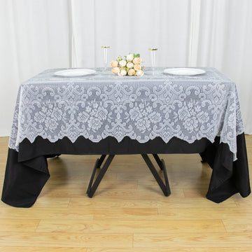 54"x72" Premium Lace White Seamless Rectangular Oblong Tablecloth