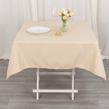 Beige Seamless Premium Polyester Square Tablecloth 220GSM 54"x54"