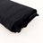 Black textured fabric rolled neatly on a plain background.