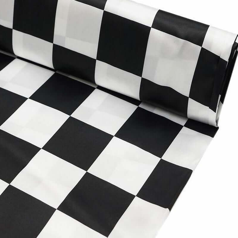 Black and white checkered tablecloth fabric roll #whtbkgd
