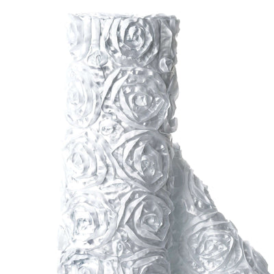 White Satin Rosette Fabric By The Bolt, DIY Craft Fabric Roll 54"x4yd