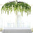 Hanging floral decoration with cascading white flowers and green leaves